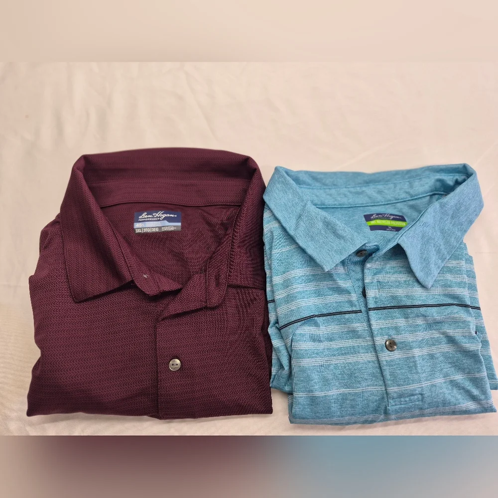 Ben Hogan Performance Polo Shirt Mens 3XL Burgundy & Blue Golf Stretch 2pcs - Picture 11 of 11